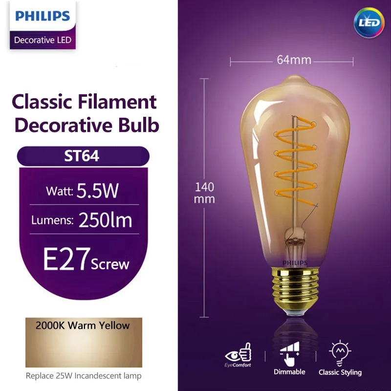Philips LED ST64 Classic Filam - Philips Bulb Led Classic recension och pris